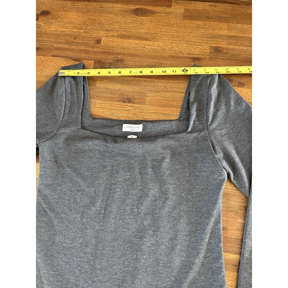 Aritzia Contour Bodysuit Womens Size XL Dark Gray Long Sleeve Square Neck Unworn - Picture 5 of 14